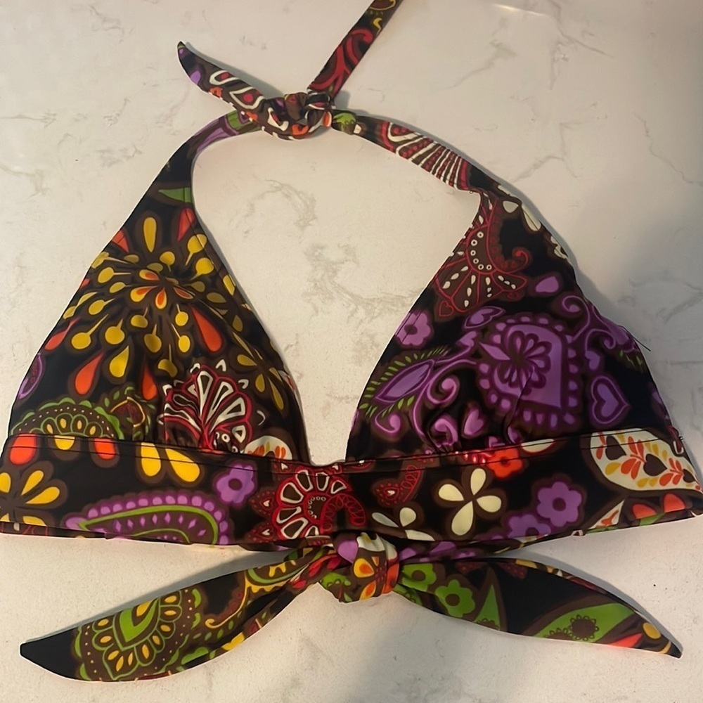Victoria's Secret Womens Size Lg. Floral Heart Print Swimsuit Halter bikini‎ Top
